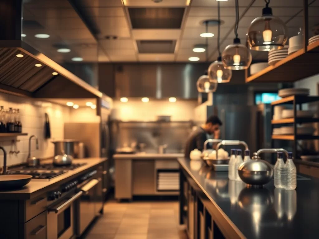 create a featured image focus on the back kitchen of 1